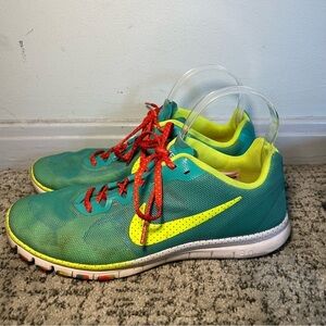 Nike Free 3.0 Neon Blue Lace up Tennis Shoes Size 9